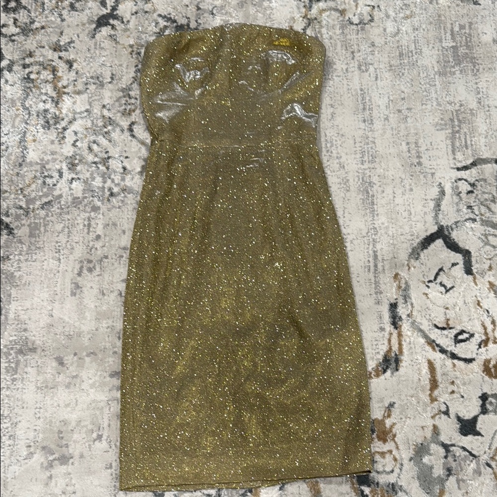 House of CB Glittering Gold Strapless Dress